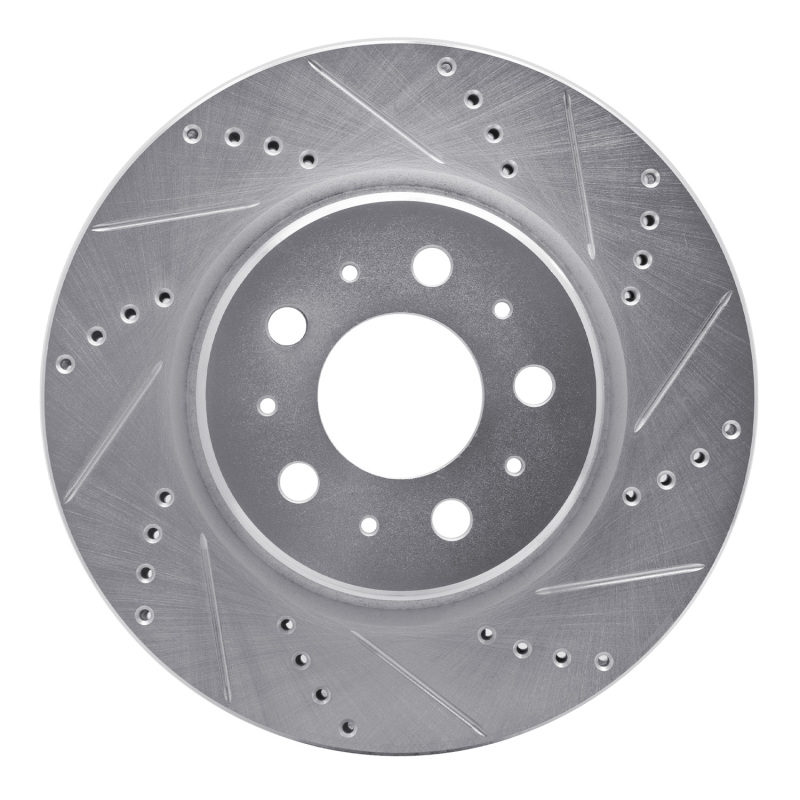 Tesla Model 3 Brake Rotor (1) - Front Right - R1 Concepts - Drilled & Slotted - Silver - `17-`25